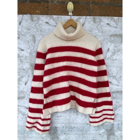 BAUM UND PFERDGARTEN Chikita Striped Wool-alpaca Blend Turtleneck Sweater small - Picture 1 of 11